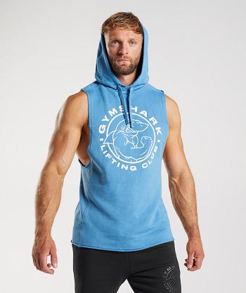 Men's Gymshark Legacy Drop Arm Hoodie Blue | NZ_3446WNB