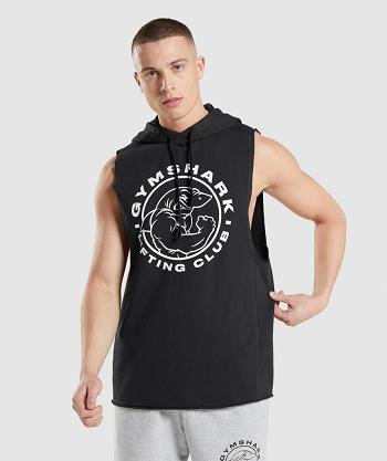 Men's Gymshark Legacy Drop Arm Hoodie Black | NZ_3447EBC