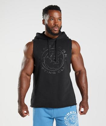 Men's Gymshark Legacy Drop Arm Hoodie Black | NZ_3448RVD
