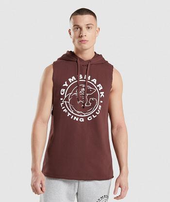 Men's Gymshark Legacy Drop Arm Hoodie Pink Brown | NZ_3455AHK
