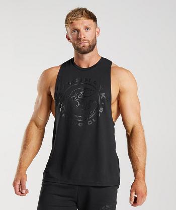 Men's Gymshark Legacy Drop Arm Tanks Black | NZ_3003KOR