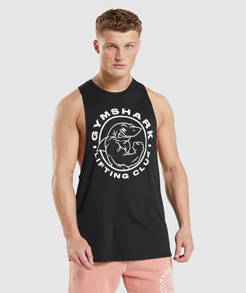 Men's Gymshark Legacy Drop Arm Tanks Black | NZ_3007CTV