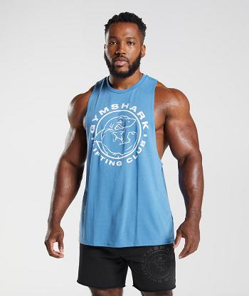 Men's Gymshark Legacy Drop Arm Tanks Blue | NZ_3004LIS