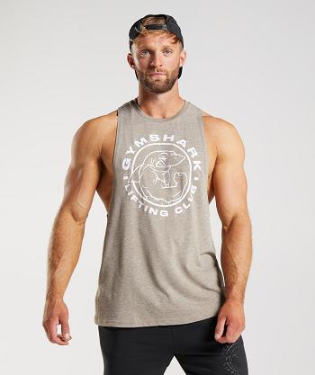 Men's Gymshark Legacy Drop Arm Tanks Grey | NZ_3011MQZ