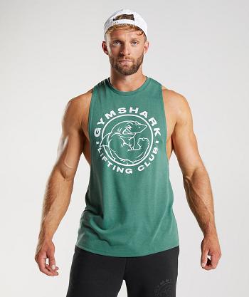 Men's Gymshark Legacy Drop Arm Tanks Green | NZ_3014EBC