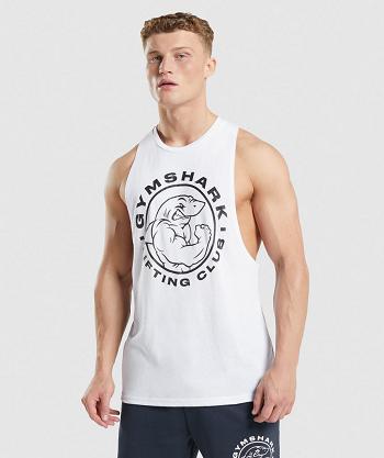 Men's Gymshark Legacy Drop Arm Tanks White | NZ_2999FDN