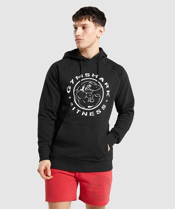 Men's Gymshark Legacy Hoodie Black / White | NZ_3475SGL