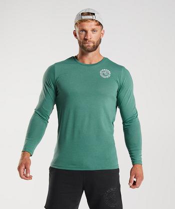 Men's Gymshark Legacy Long Sleeve Green | NZ_3397TCE