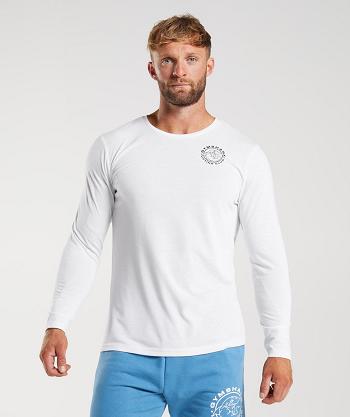 Men's Gymshark Legacy Long Sleeve White | NZ_3400ILH