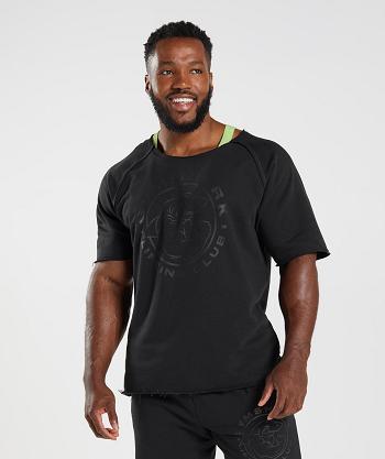 Men's Gymshark Legacy Rag Top T Shirts Black | NZ_3087TCE