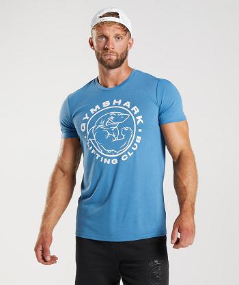 Men's Gymshark Legacy T Shirts Blue | NZ_3225QMA