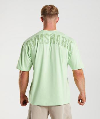 Men's Gymshark Power T Shirts Green | NZ_3292VRW