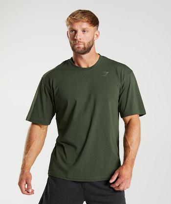 Men's Gymshark Power T Shirts Olive | NZ_3298EBC