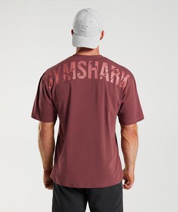 Men's Gymshark Power T Shirts Pink Brown | NZ_3294NWY