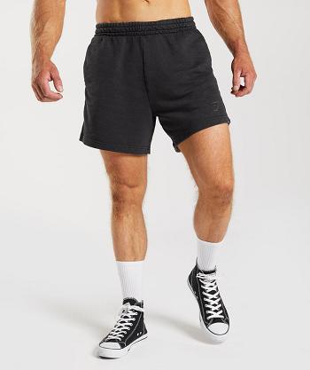 Men's Gymshark Power Washed 5" Shorts Black | NZ_3672LIS