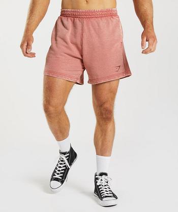 Men's Gymshark Power Washed 5" Shorts Rose Brown | NZ_3673ZUT