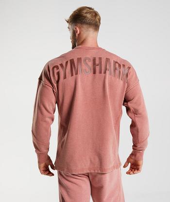 Men's Gymshark Power Washed Crew Accessories Rose Brown | NZ_3530GSO