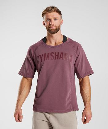 Men's Gymshark Power Washed Rag Top T Shirts Pink Brown | NZ_3091OKI