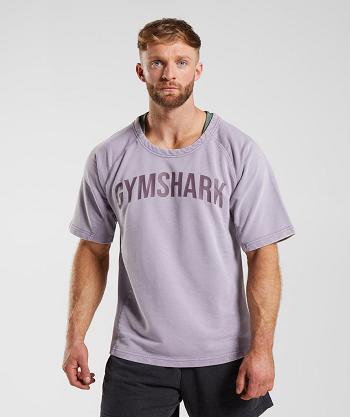 Men's Gymshark Power Washed Rag Top T Shirts Purple | NZ_3094SGL