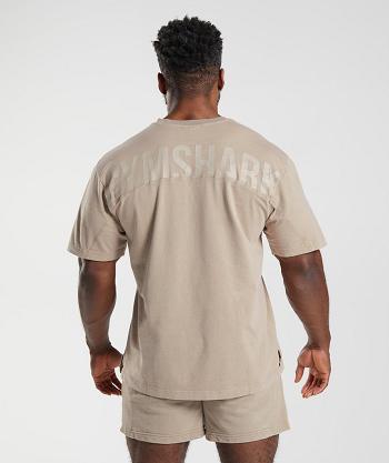 Men's Gymshark Power Washed T Shirts Brown | NZ_3300TCE