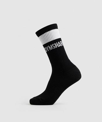 Men's Gymshark Premium Jacquard Single Socks Black / White | NZ_3781BEX