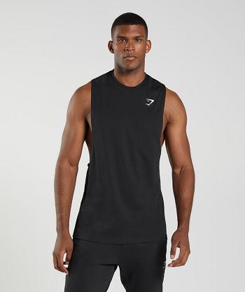 Men's Gymshark React Drop Arm Tanks Black | NZ_3077XYU