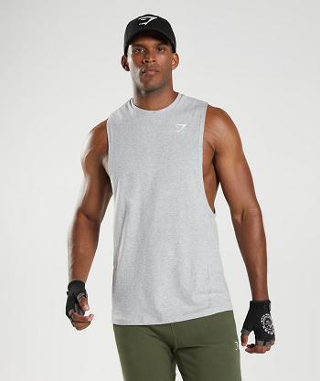 Men's Gymshark React Drop Arm Tanks Light Grey | NZ_3056KOR