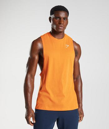 Men's Gymshark React Drop Arm Tanks Orange | NZ_3071GSO