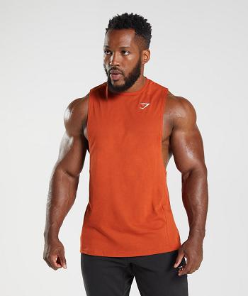 Men's Gymshark React Drop Arm Tanks Red | NZ_3063NWY