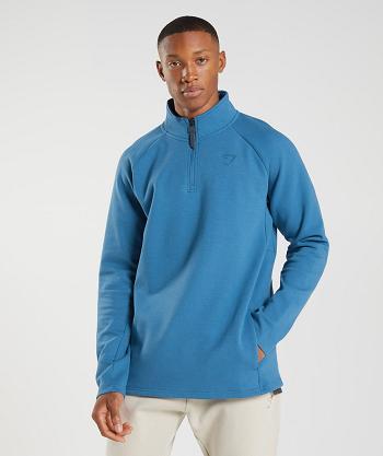 Men's Gymshark Rest Day 1/4 Zip Accessories Blue | NZ_3515KOR