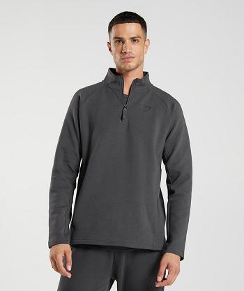 Men's Gymshark Rest Day 1/4 Zip Accessories Black Grey | NZ_3518XYU