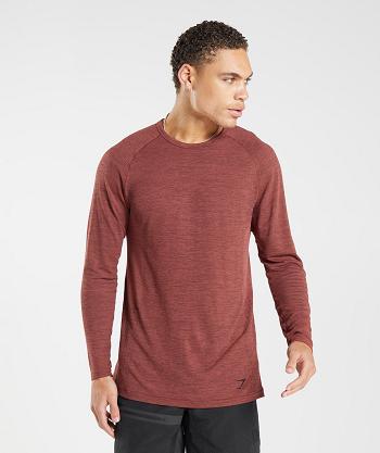 Men's Gymshark Retake Seamless Long Sleeve Rose Brown / Black | NZ_3406DFM