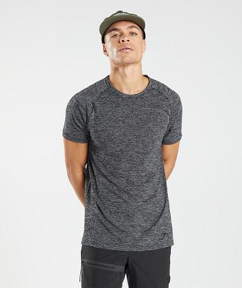 Men's Gymshark Retake Seamless T Shirts Black / White | NZ_3220CTV