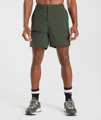 Men's Gymshark Retake Woven 7" Shorts Olive | NZ_3561SGL