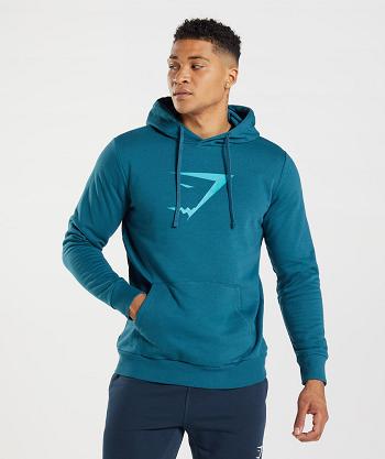 Men's Gymshark Sharkhead Infill Hoodie Blue | NZ_3484FDN
