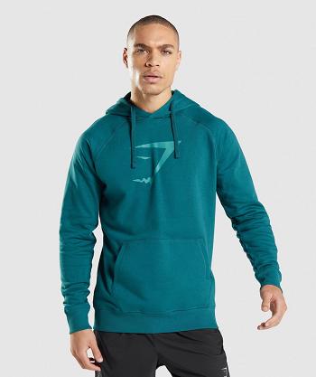 Men's Gymshark Sharkhead Infill Hoodie Turquoise | NZ_3473WNB