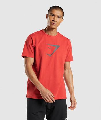 Men's Gymshark Sharkhead Infill T Shirts Red | NZ_3127KOR