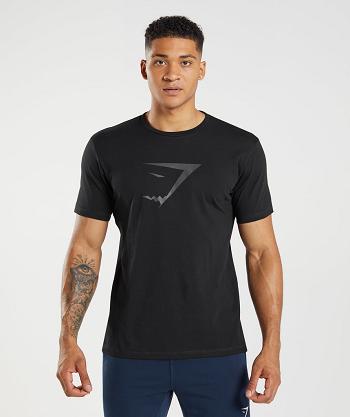Men's Gymshark Sharkhead Infill T Shirts Black | NZ_3249NWY