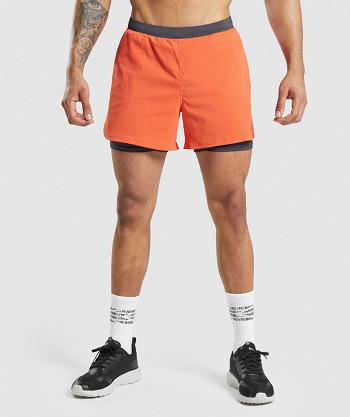 Men's Gymshark Speed Evolve 5" 2 In 1 Shorts Orange | NZ_3560AHK