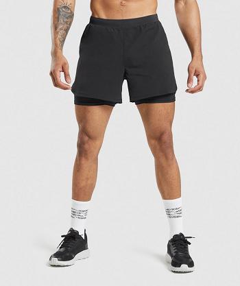 Men's Gymshark Speed Evolve 5" 2 In 1 Shorts Black | NZ_3667FDN