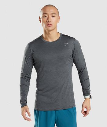 Men's Gymshark Speed Long Sleeve Black / Grey | NZ_3352SGL
