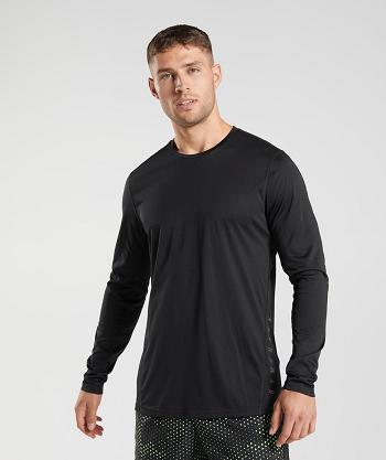 Men's Gymshark Sport Long Sleeve Black / Black | NZ_3412LIS