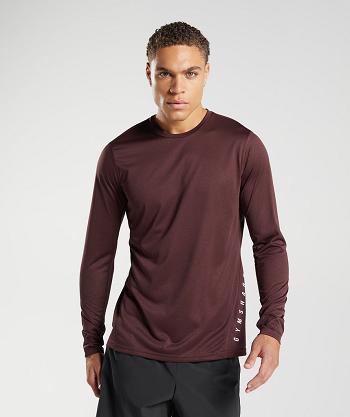 Men's Gymshark Sport Long Sleeve Burgundy / Black | NZ_3417BEX
