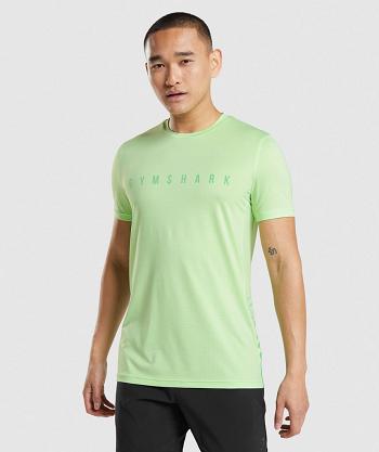 Men's Gymshark Sport Stripe T Shirts Green | NZ_3100KOR