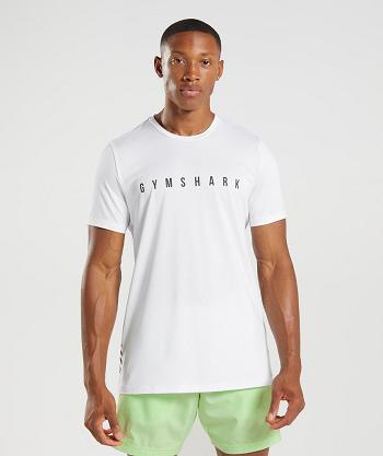 Men's Gymshark Sport Stripe T Shirts White | NZ_3101LIS