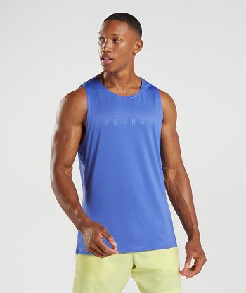 Men's Gymshark Sport Stripe Tanks Blue | NZ_3002JPQ