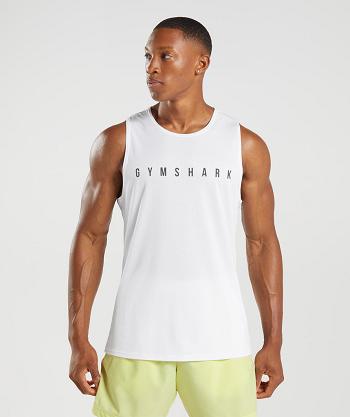 Men's Gymshark Sport Stripe Tanks White | NZ_2989CTV
