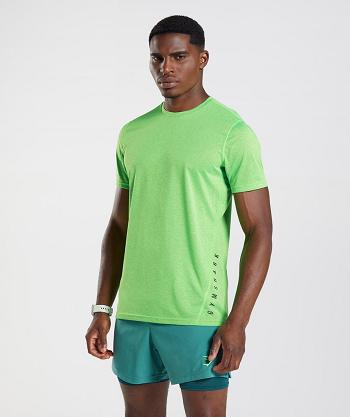 Men's Gymshark Sport T Shirts Light Green / Black | NZ_3237DFM