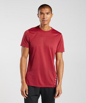 Men's Gymshark Sport T Shirts Red / Black | NZ_3259OKI