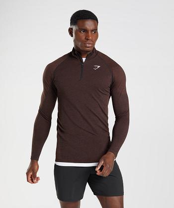 Men's Gymshark Vital Light 1/4 Zip Accessories Pink Brown / Black | NZ_3508AHK